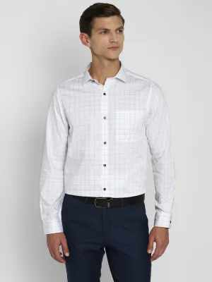 100% Cotton White Checkered Slim Fit Full Sleeve Formal Shirt