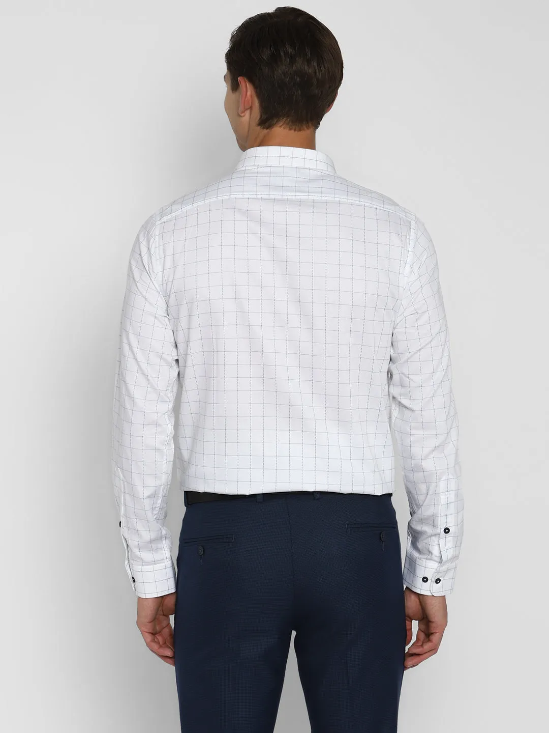 100% Cotton White Checkered Slim Fit Full Sleeve Formal Shirt