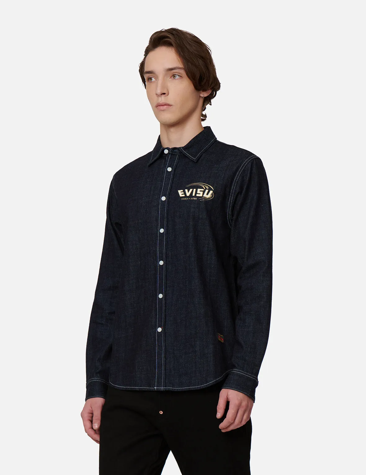 2-Layer Hand-brush Daicock Denim Shirt