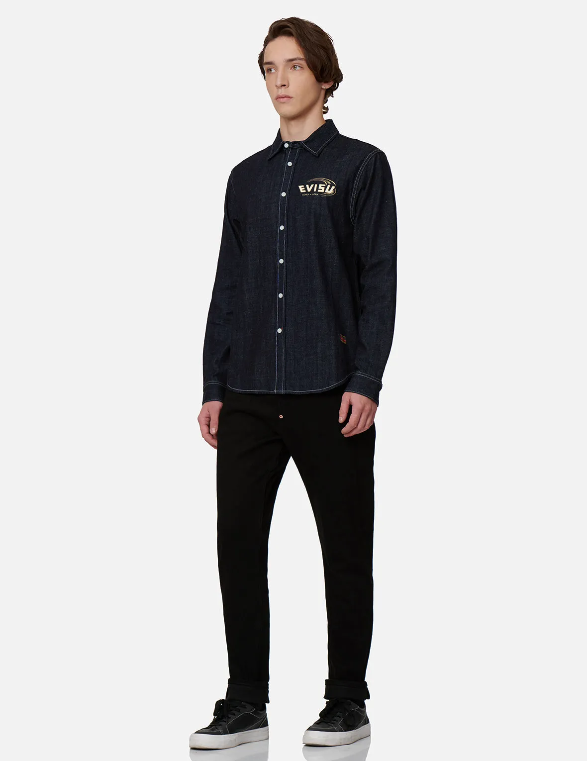 2-Layer Hand-brush Daicock Denim Shirt