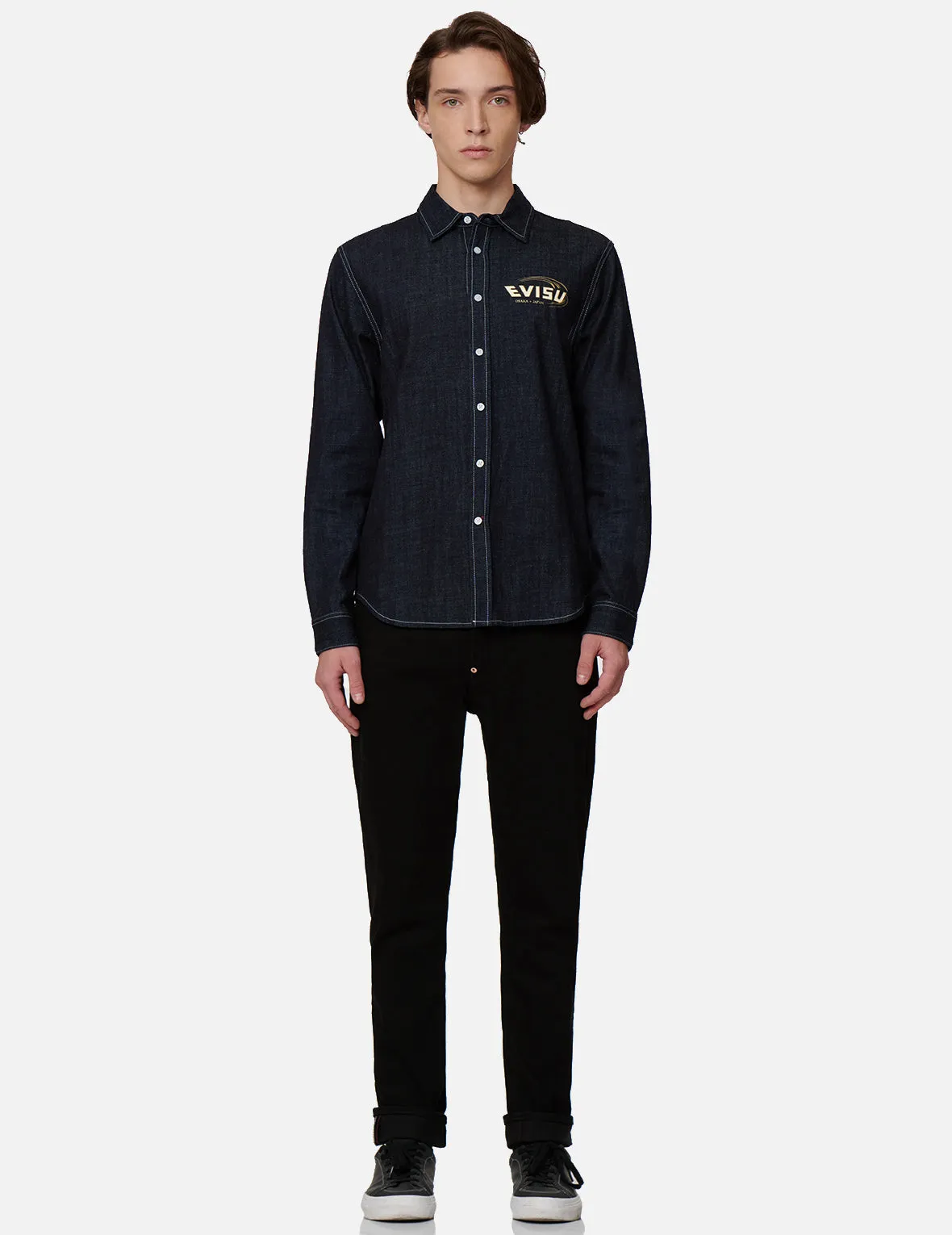 2-Layer Hand-brush Daicock Denim Shirt