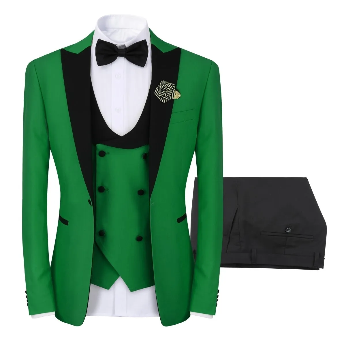3 Pieces Men Wedding Suit Luxury Single Button Regular Fit Patchwork Party Business Suit Fashion Jacket and Vest and
