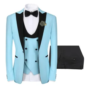 3 Pieces Men Wedding Suit Luxury Single Button Regular Fit Patchwork Party Business Suit Fashion Jacket and Vest and