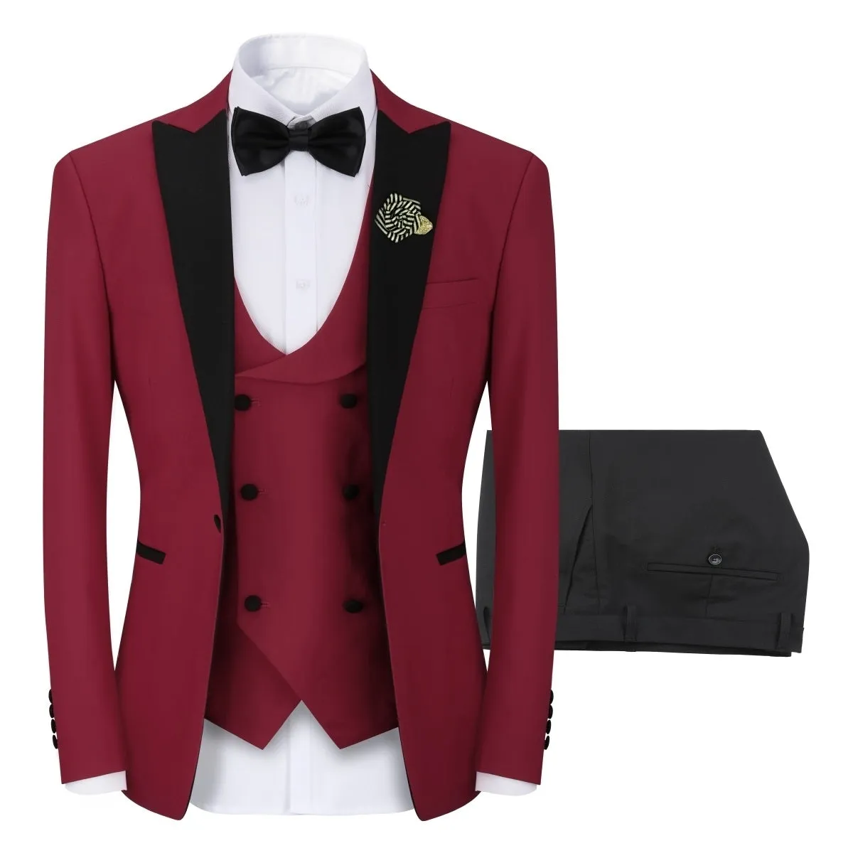 3 Pieces Men Wedding Suit Luxury Single Button Regular Fit Patchwork Party Business Suit Fashion Jacket and Vest and