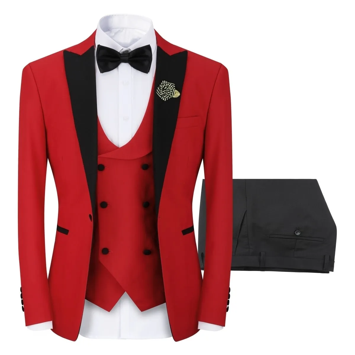 3 Pieces Men Wedding Suit Luxury Single Button Regular Fit Patchwork Party Business Suit Fashion Jacket and Vest and