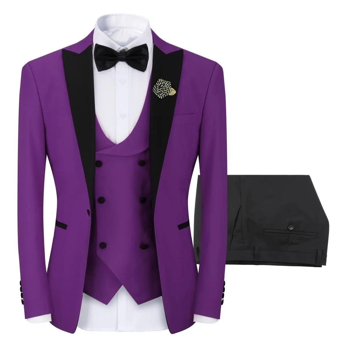 3 Pieces Men Wedding Suit Luxury Single Button Regular Fit Patchwork Party Business Suit Fashion Jacket and Vest and