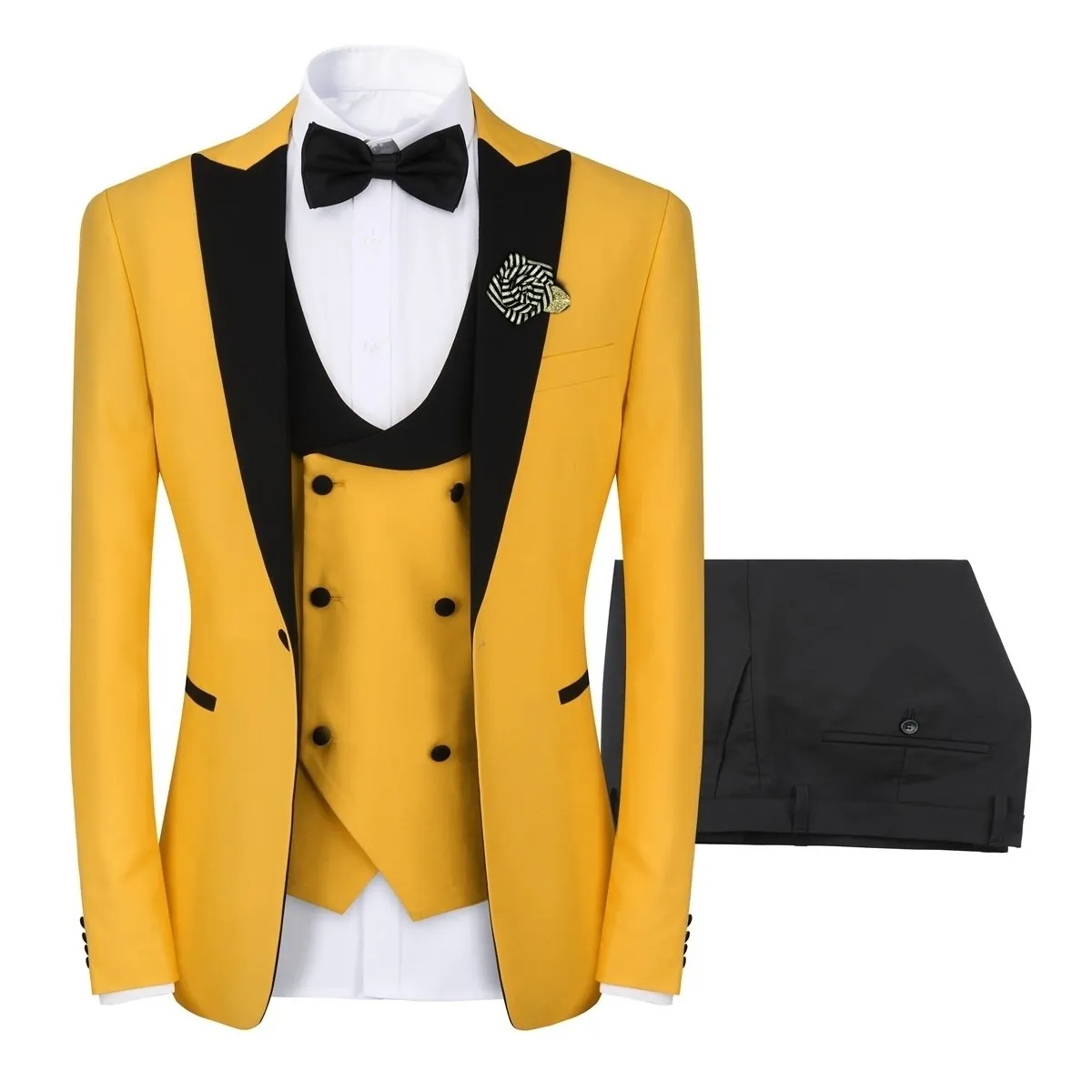 3 Pieces Men Wedding Suit Luxury Single Button Regular Fit Patchwork Party Business Suit Fashion Jacket and Vest and