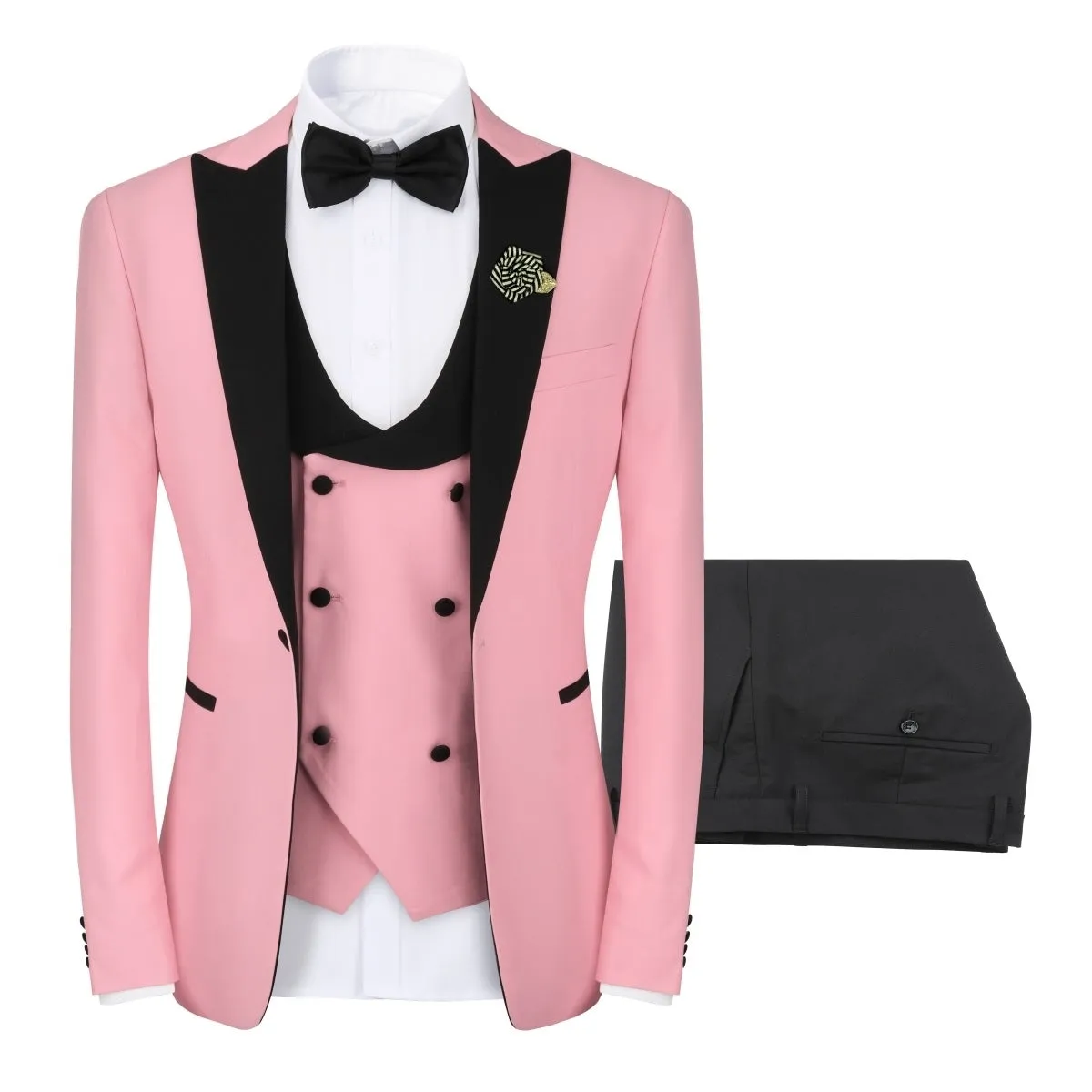 3 Pieces Men Wedding Suit Luxury Single Button Regular Fit Patchwork Party Business Suit Fashion Jacket and Vest and