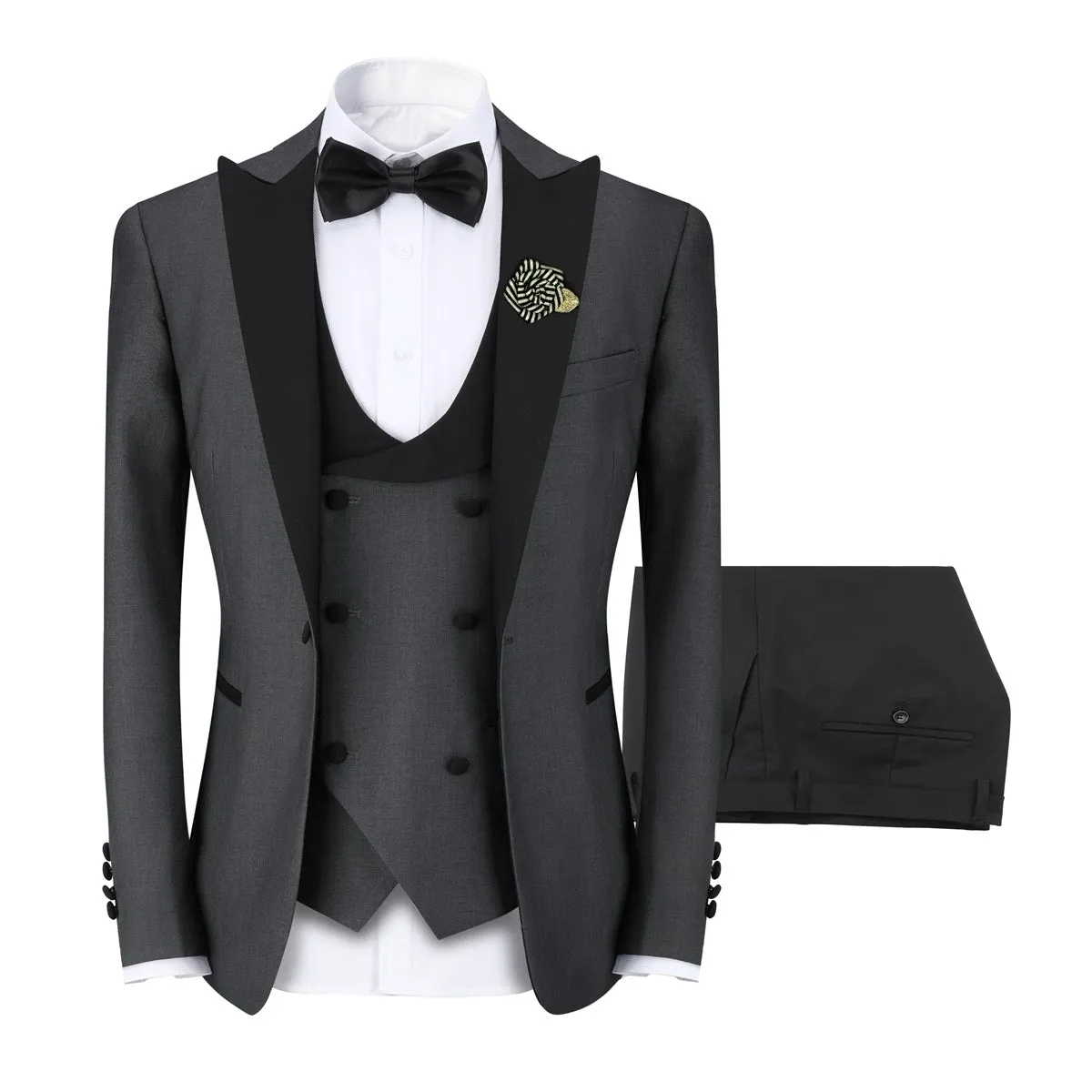 3 Pieces Men Wedding Suit Luxury Single Button Regular Fit Patchwork Party Business Suit Fashion Jacket and Vest and