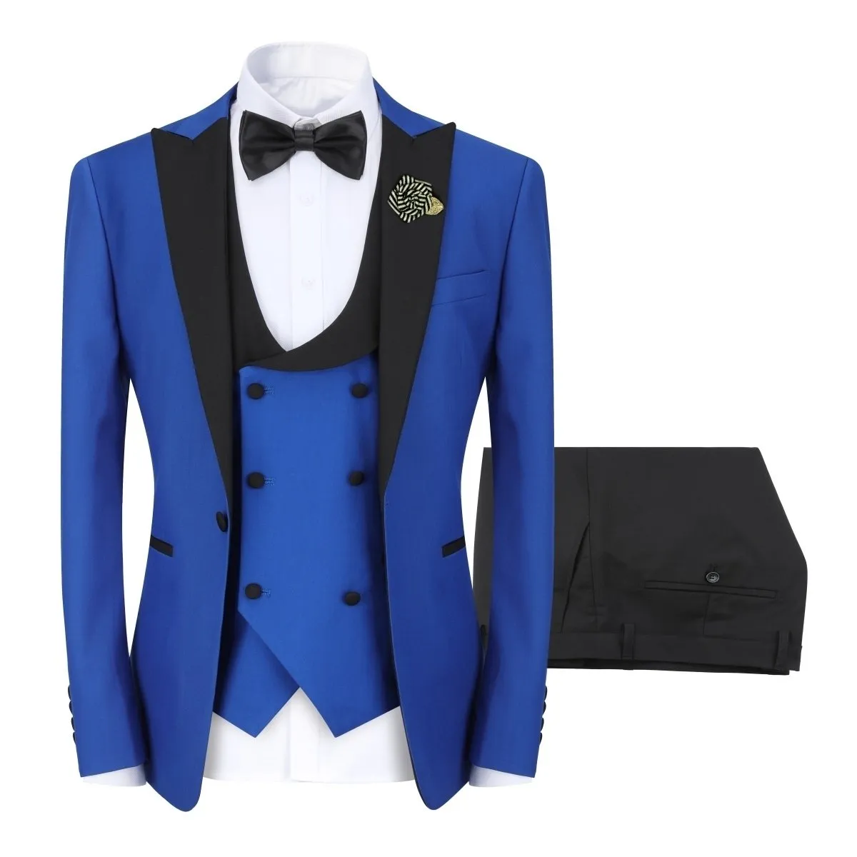 3 Pieces Men Wedding Suit Luxury Single Button Regular Fit Patchwork Party Business Suit Fashion Jacket and Vest and