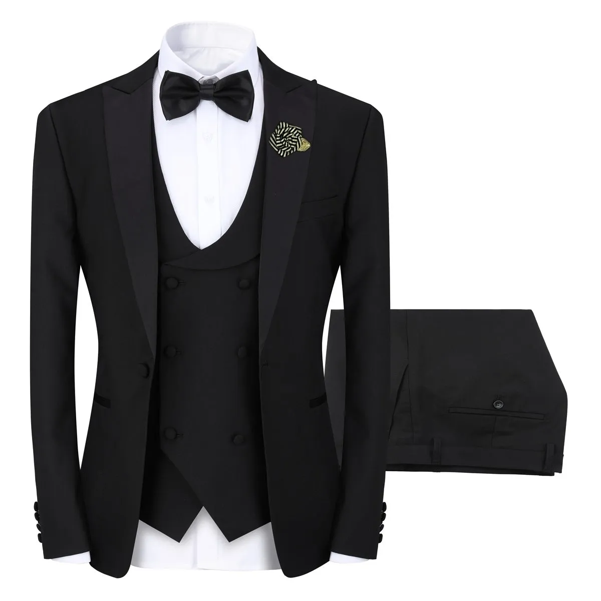 3 Pieces Men Wedding Suit Luxury Single Button Regular Fit Patchwork Party Business Suit Fashion Jacket and Vest and
