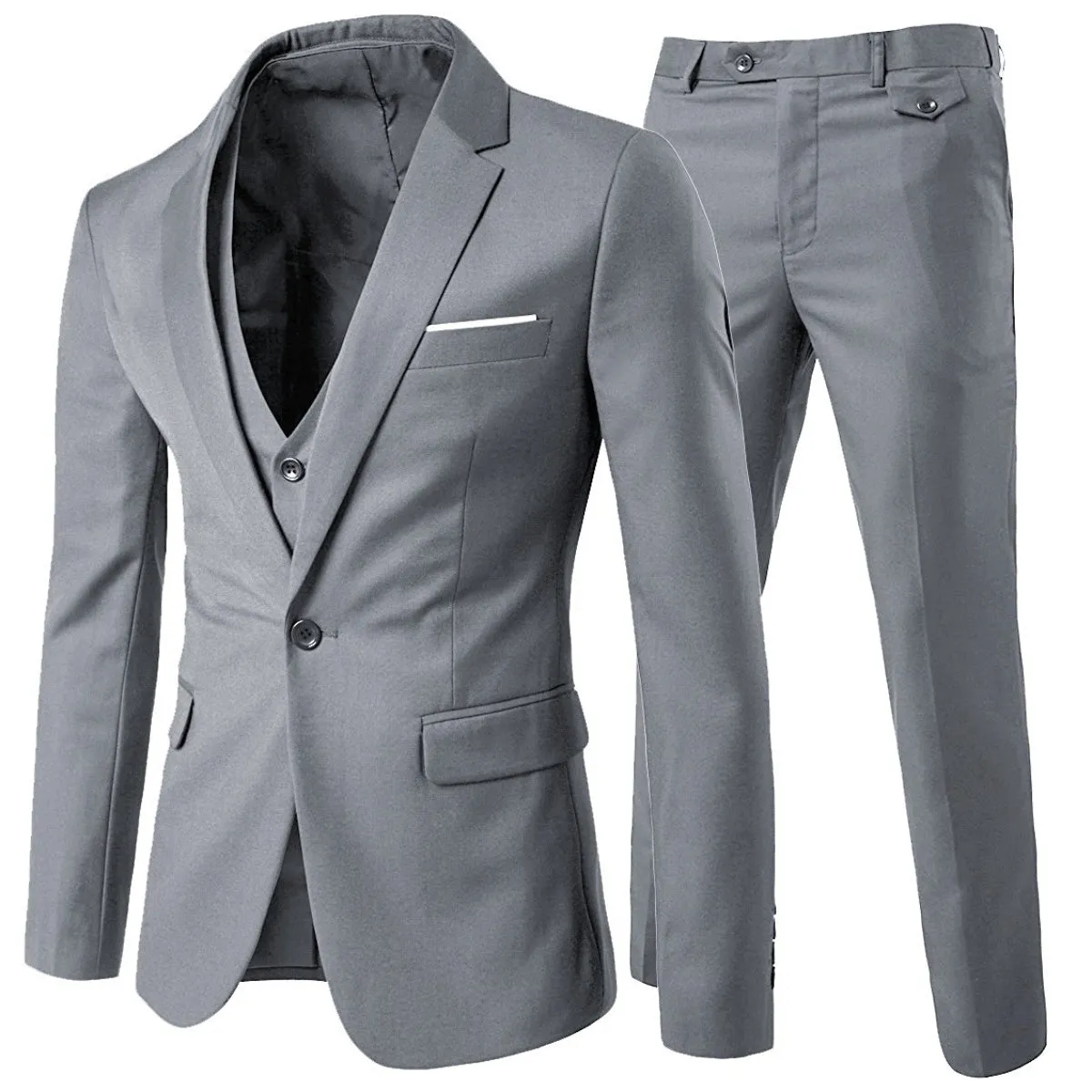 3 Pieces Men Wedding Suits Groom Slim Fit Party Solid Color Business Suit Streetwear Spring Jacket and Vest and Pants