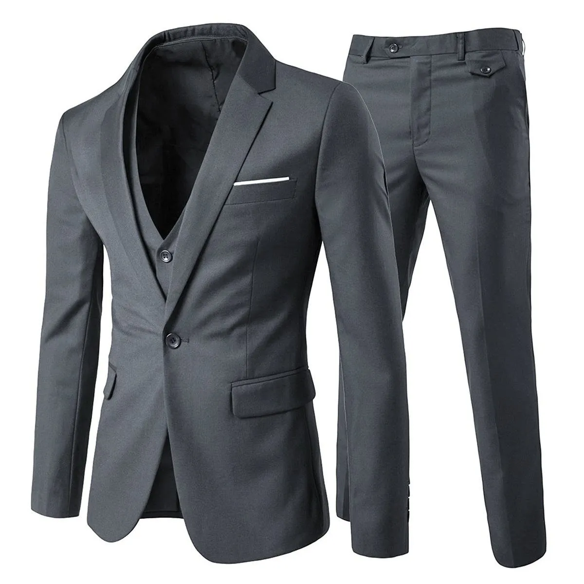 3 Pieces Men Wedding Suits Groom Slim Fit Party Solid Color Business Suit Streetwear Spring Jacket and Vest and Pants
