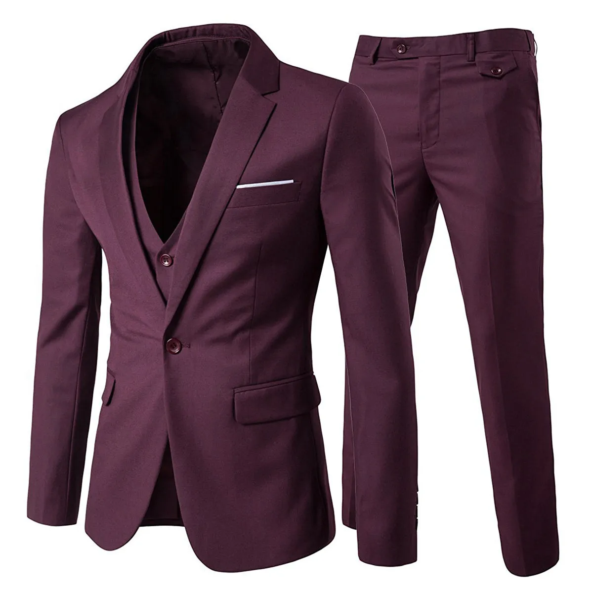3 Pieces Men Wedding Suits Groom Slim Fit Party Solid Color Business Suit Streetwear Spring Jacket and Vest and Pants