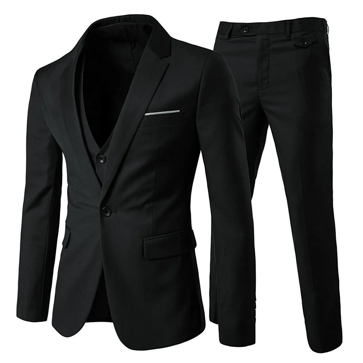 3 Pieces Men Wedding Suits Groom Slim Fit Party Solid Color Business Suit Streetwear Spring Jacket and Vest and Pants