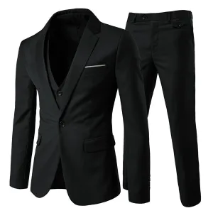3 Pieces Men Wedding Suits Groom Slim Fit Party Solid Color Business Suit Streetwear Spring Jacket and Vest and Pants