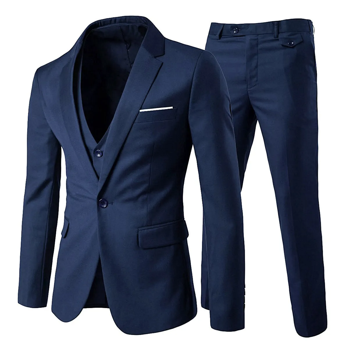 3 Pieces Men Wedding Suits Groom Slim Fit Party Solid Color Business Suit Streetwear Spring Jacket and Vest and Pants