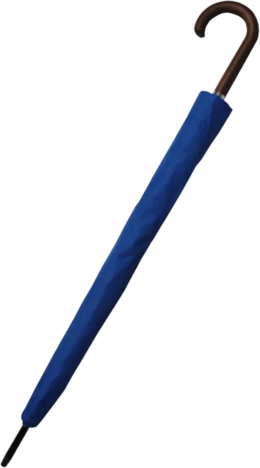 60MPH Windproof 24 Rib Large Strong Umbrella - XL Automatic Heavy Duty Golf Umbrella For Rain and Wind - 3 Layer Frame - Wooden Hook Handle - Best for Most Ribs