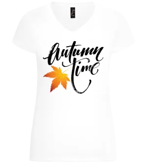 Autumn Time Leaf Design - Basic women's v-neck t-shirt