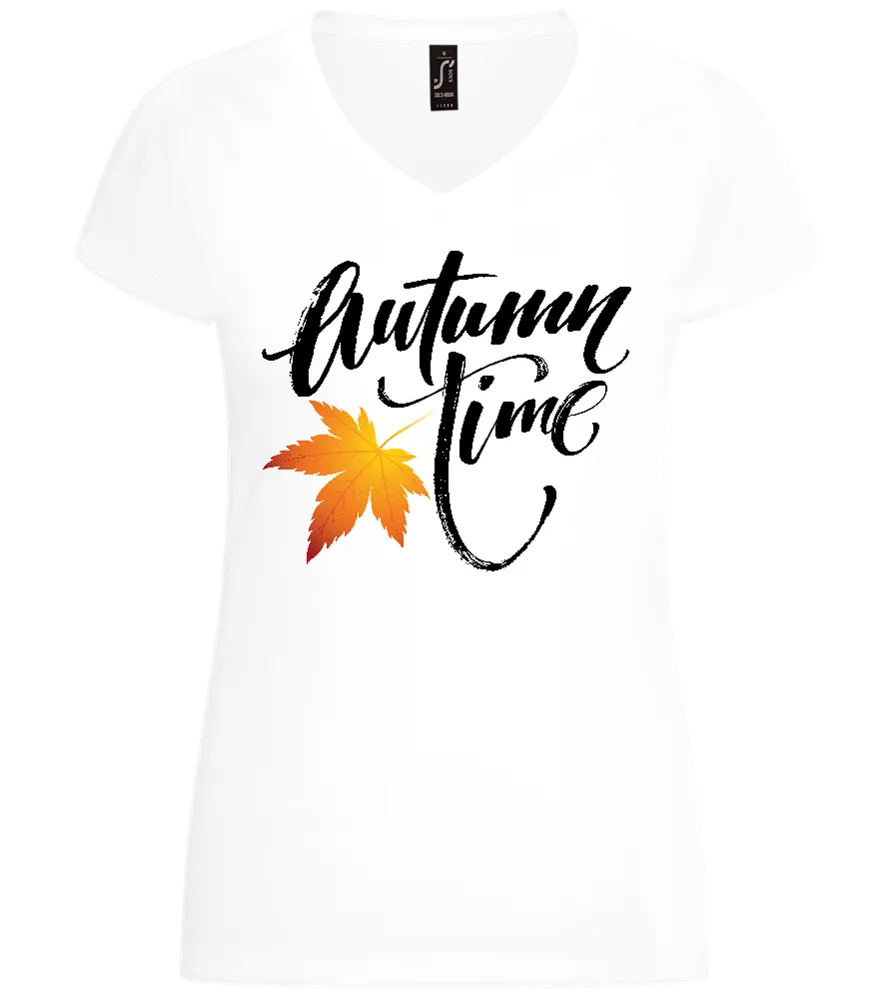Autumn Time Leaf Design - Basic women's v-neck t-shirt