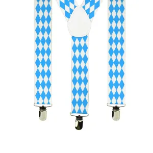 Bavarian Themed Blue Check German Suspenders