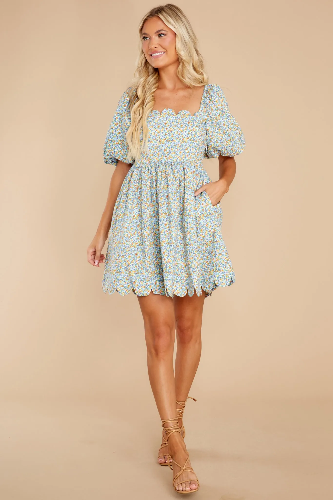 Be An Angel Blue Multi Floral Print Dress