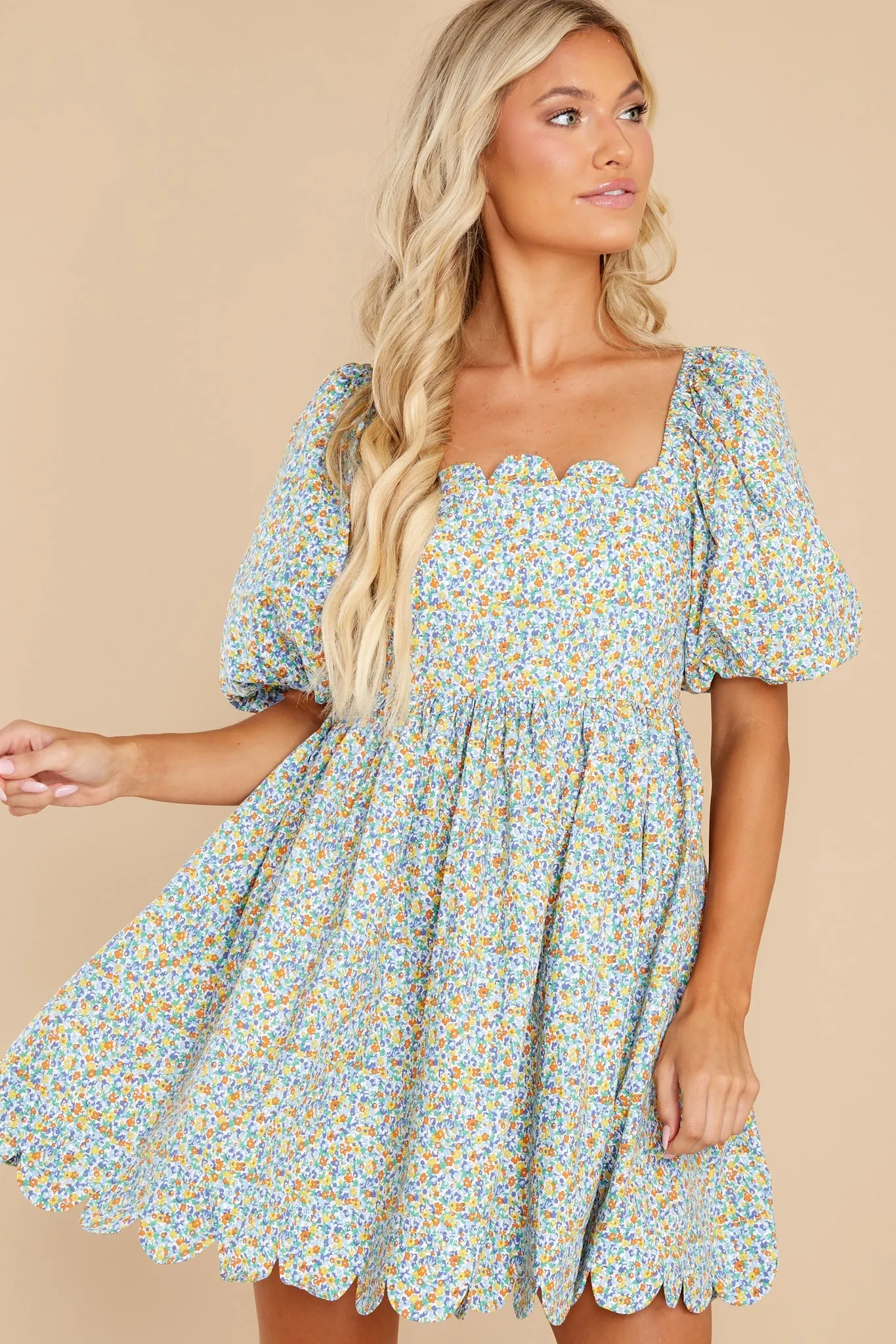 Be An Angel Blue Multi Floral Print Dress
