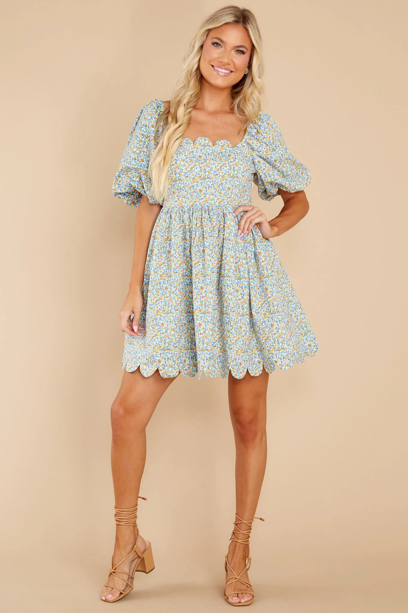 Be An Angel Blue Multi Floral Print Dress