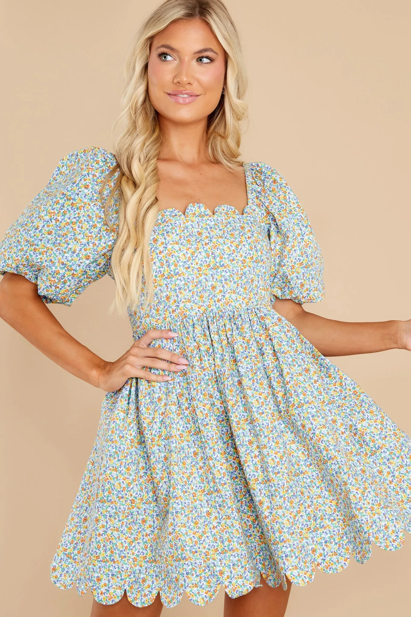 Be An Angel Blue Multi Floral Print Dress