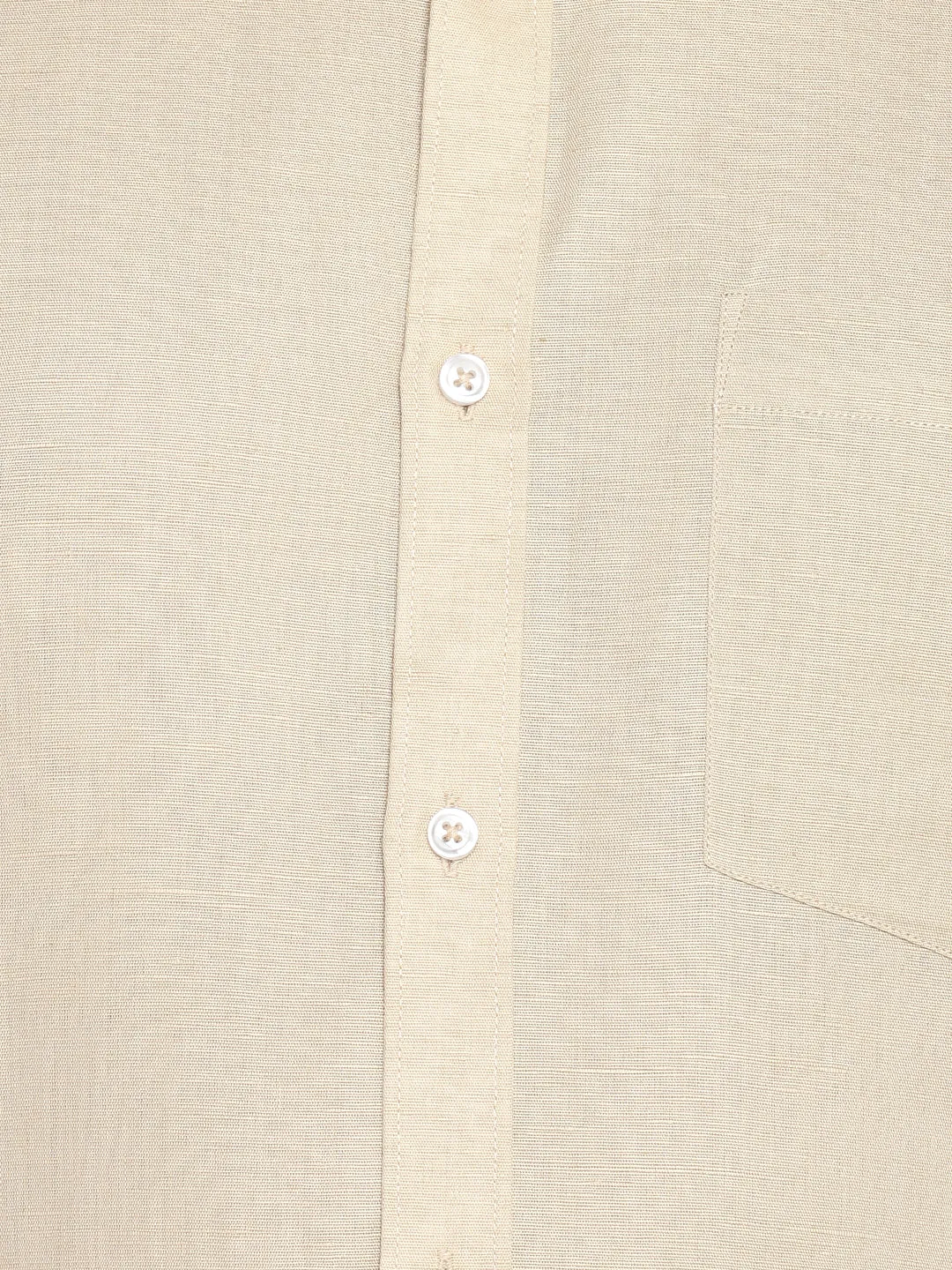 Beige Linen Solid Slim Fit Shirt