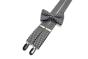 Black Gingham Check Suspenders - Boys