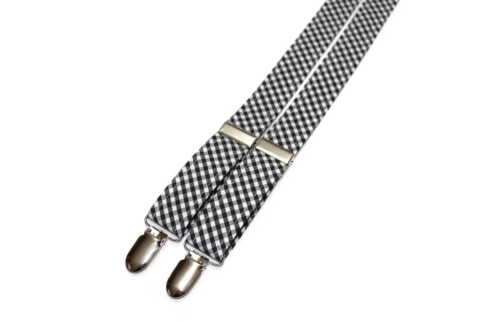 Black Gingham Check Suspenders - Boys