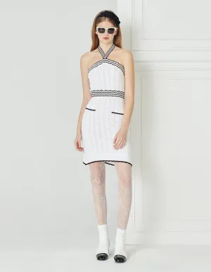 BORA AKSU Halter Neck Ripple Textured-Knit Sleeveless Dress