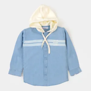 Boys Hooded Shirt Lit Up - LIGHT BLUE