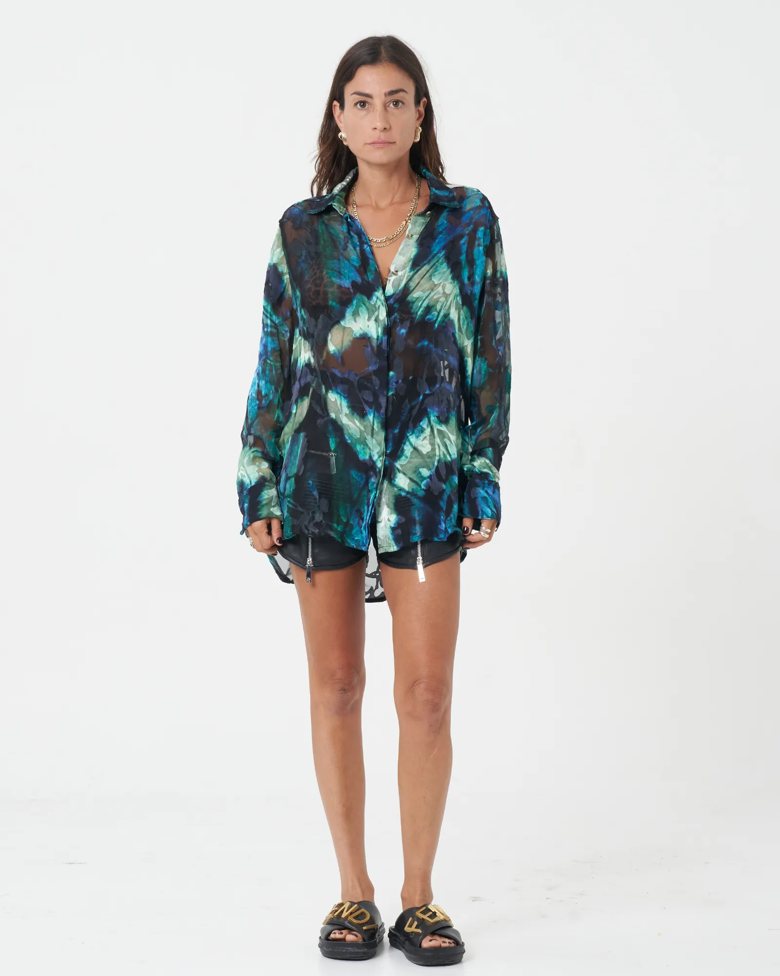 Burn Out Butterfly Silk Shirt