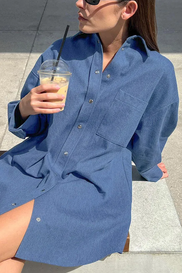 Denim Twill Loose Long Shirt