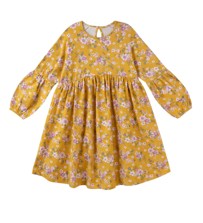 Designer Kidz Floral L/S Poodle Sleeve Dress