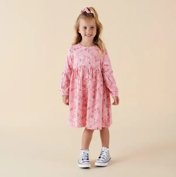 Designer Kidz Floral L/S Poodle Sleeve Dress
