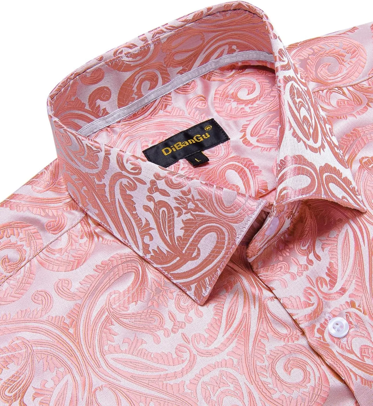 DiBanGu Mens Shirt, Paisley Floral Dress Shirt Long Sleeve with Collar Pin Brooch