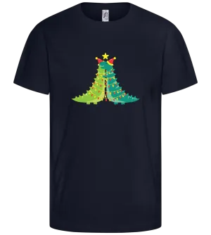 Dinosaur Christmas Tree Design - Comfort kids fitted t-shirt