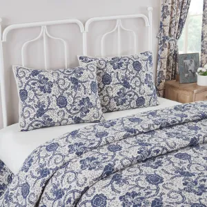 Dorset Navy Floral Quilted Standard Sham 21x27"