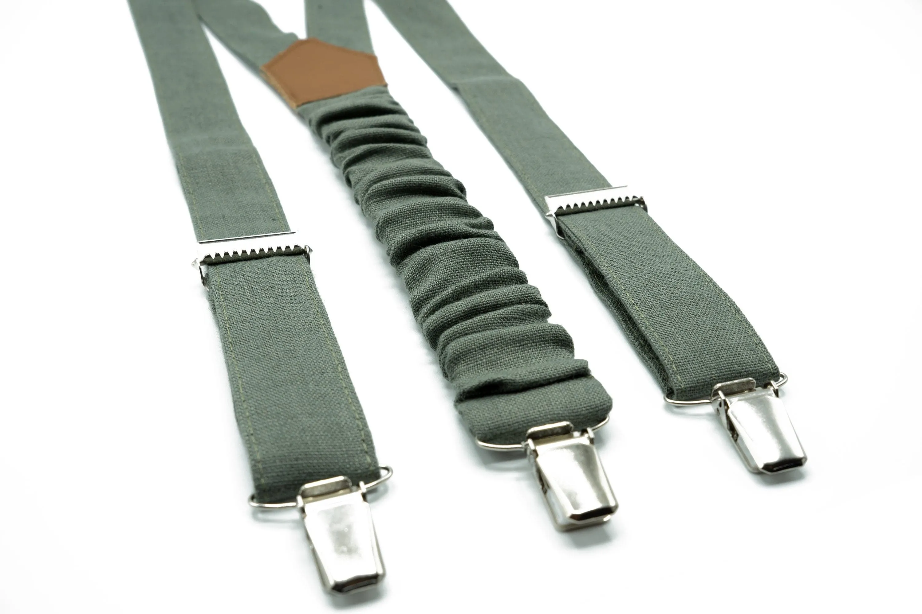 Eucalyptus Bow Tie and Suspender Set - Sage Green Groomsmen Bow Tie - Ideal for Weddings, For Men and Boys