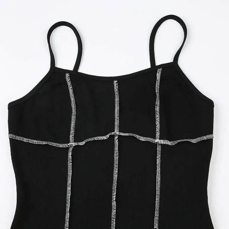 Gothic Dark Strap Halter Backless Dress