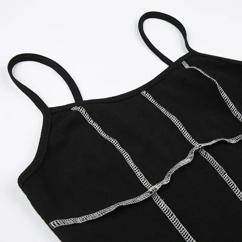 Gothic Dark Strap Halter Backless Dress