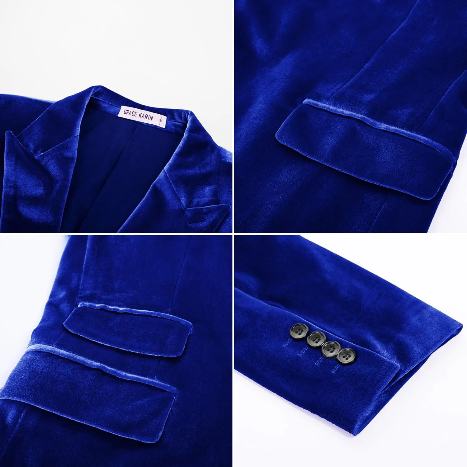 GRACE KARIN Mens Velvet Blazer Two Button Slim Fit Suit Jacket Sports Coats for Men Prom Wedding Dinner Party