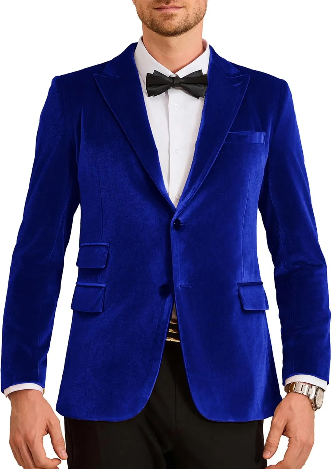 GRACE KARIN Mens Velvet Blazer Two Button Slim Fit Suit Jacket Sports Coats for Men Prom Wedding Dinner Party