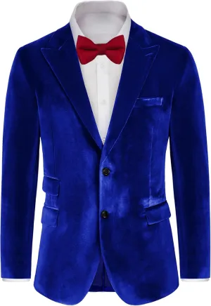 GRACE KARIN Mens Velvet Blazer Two Button Slim Fit Suit Jacket Sports Coats for Men Prom Wedding Dinner Party