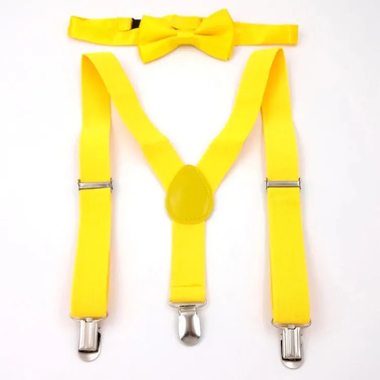 Great Gatsby 1920's Flapper Newsboy Gangster Men's Suspenders with Bow Tie Set - Yellow