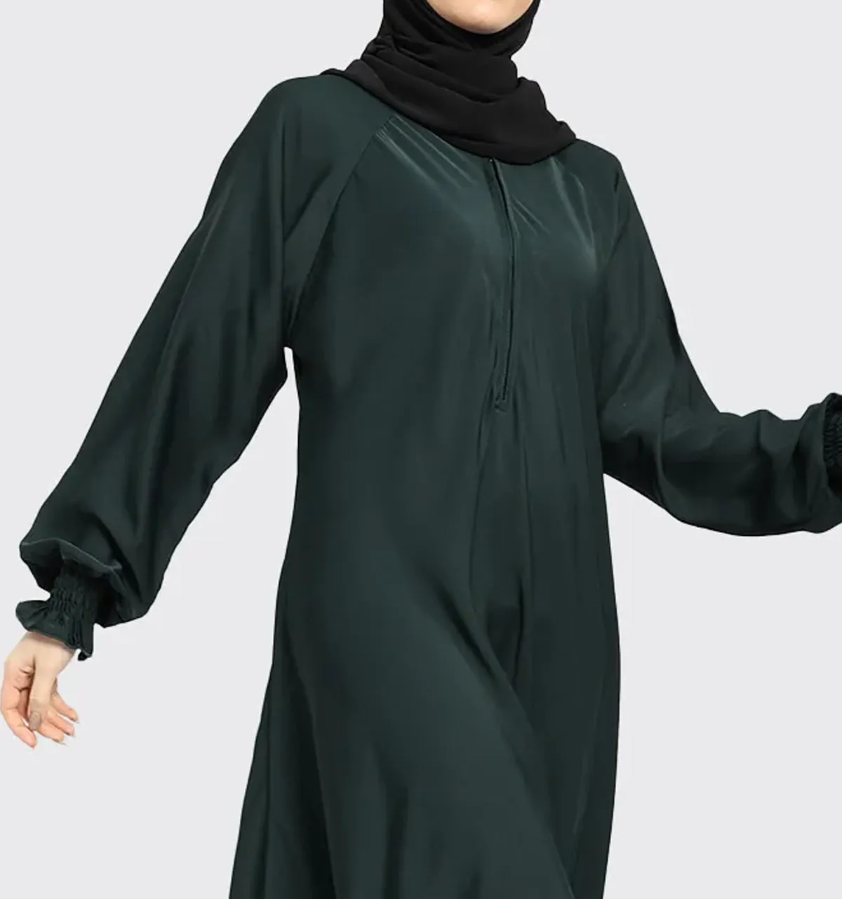 Green Mid Zip Umbrella Abaya