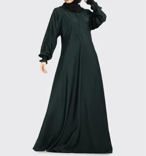 Green Mid Zip Umbrella Abaya